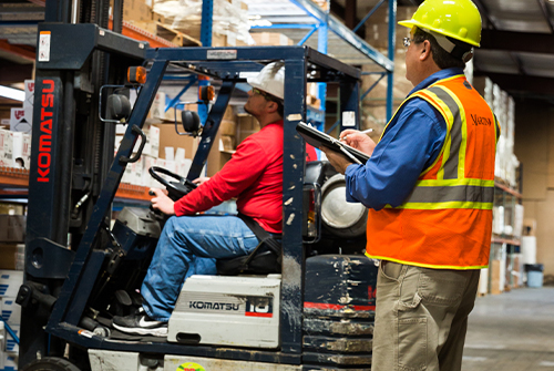 Martin Safety Specialist, Malcolm Ritchie, demonstrating forklift safety.